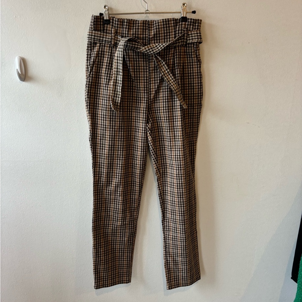 #92 brown checkered belt pants Sense